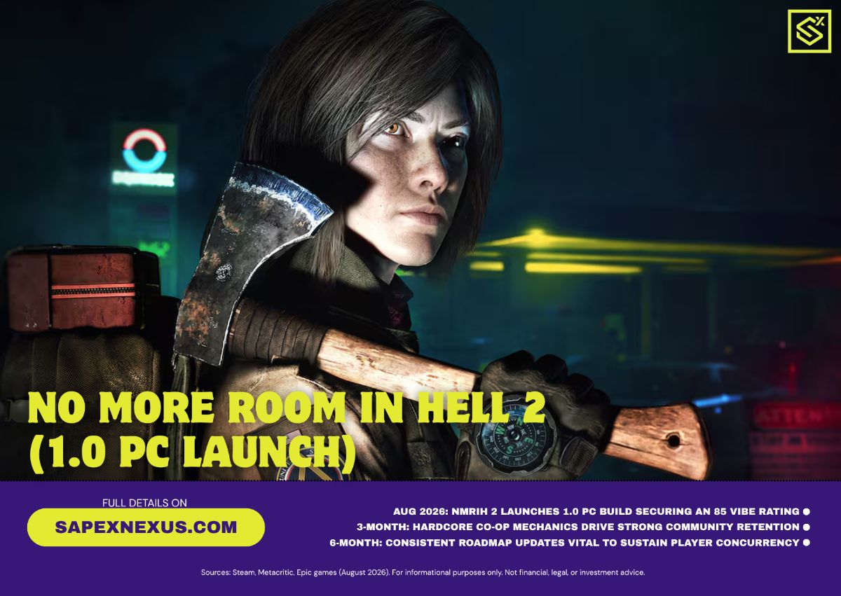 A glowing high-tech digital gaming interface displaying market analysis and player vibe metrics for software releases.