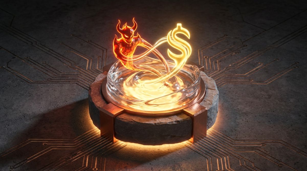 Conceptual illustration of automated market maker liquidity pools and decentralized token trading metrics on Solana.