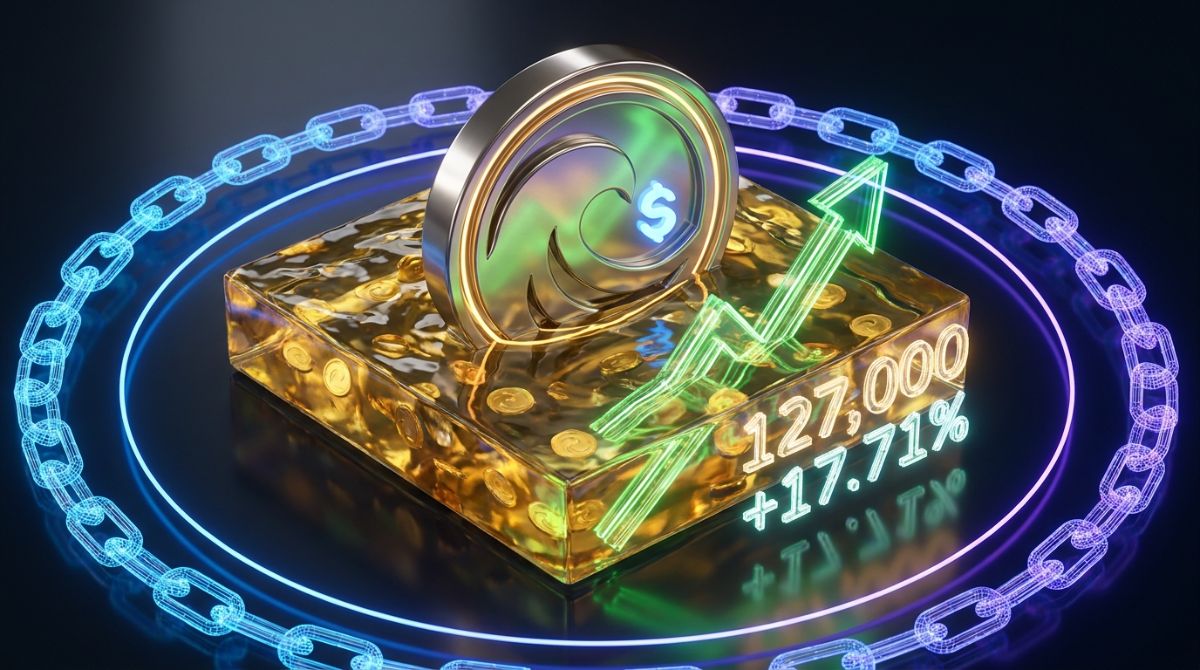 Abstract financial visualization showing automated market maker liquidity pools on a blockchain network.