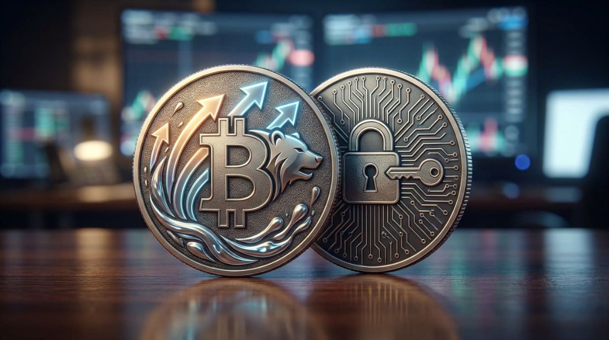 Abstract visualization of decentralized cryptocurrency trading liquidity pools and price chart indicators.
